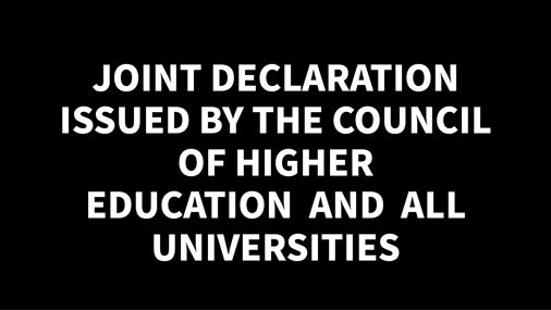Joint Declaration Issued by The Council of Higher Education and All Unıversities